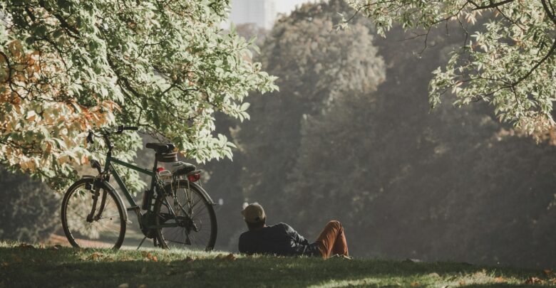 person relaxing after a bike drive